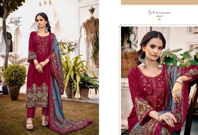 Levisha Nikhaar Printed Pashmina Dress Material Catalog
